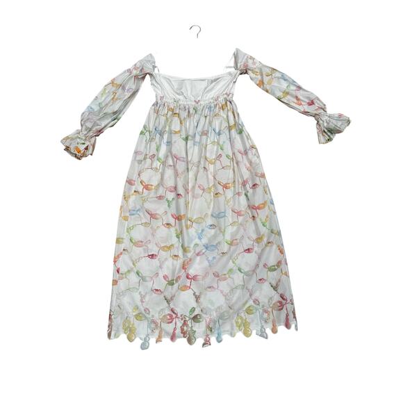 Rosie Assoulin Strapless Babydoll Maxi Dress sz 4 Watercolor Print Bell Sleeves - Picture 11 of 13